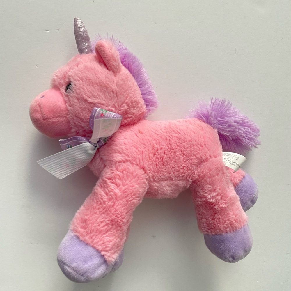 Unicorn Pink Purple Plush Stuffed Animal 8”